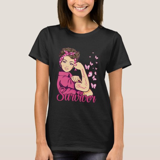 Survivor Rosie Riveter Breast Cancer Awareness T-shirt (Voorkant)