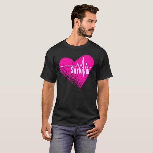 Survivor - roze hart t-shirt (Voorkant volledig)