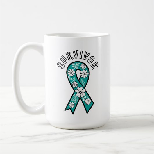 Survivor SA Teal Awareness Ribbon Koffiemok (Links)