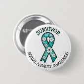 Survivor SA Teal Awareness Ribbon Ronde Button 5,7 Cm (Voorkant /achterkant)