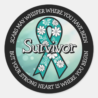 Survivor SA Teal Awareness Ribbon Ronde Sticker