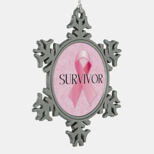 Survivor Snowflake Breast Cancer Ornament (Links)