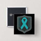 Survivor Stitched Ribbon Patch - Ovariumcarcinoom Vierkante Button 5,1 Cm (Voorkant /achterkant)