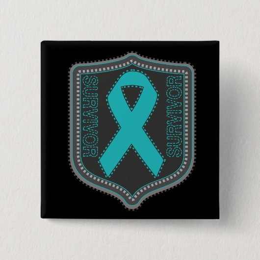 Survivor Stitched Ribbon Patch - Ovariumcarcinoom Vierkante Button 5,1 Cm (Voorkant)