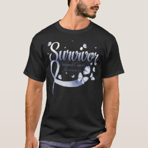 Survivor Stomach Cancer Awareness Butterfly T-shirt