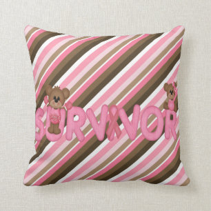 Survivor Teddy Bear Breast Cancer Pillow Kussen