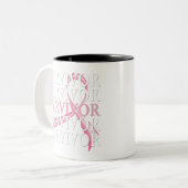 Survivor Whimsical Collage Breast Cancer Tweekleurige Koffiemok (Voorkant links)