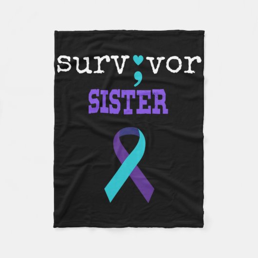 Survivor Zuster Semicolon Gift Suicide Prevention Fleece Deken (Voorkant)