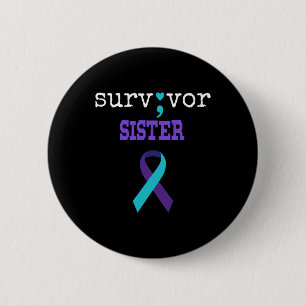 Survivor Zuster Semicolon Gift Suicide Prevention Ronde Button 5,7 Cm