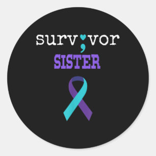 Survivor Zuster Semicolon Gift Suicide Prevention Ronde Sticker
