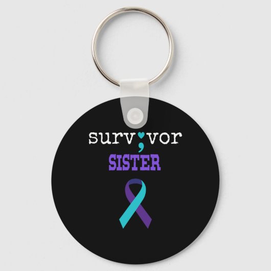 Survivor Zuster Semicolon Gift Suicide Prevention Sleutelhanger (Voorkant)