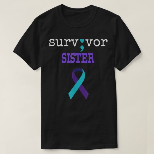 Survivor Zuster Semicolon Gift Suicide Prevention T-shirt (Design voorkant)