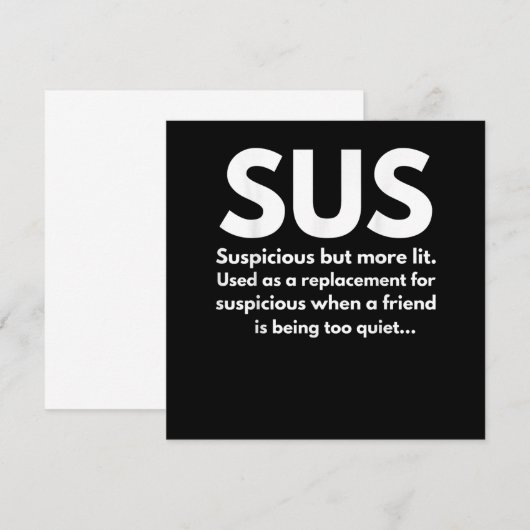 Sus Definition Suspicious Friend Acting Sus Bedankkaart (Voorkant / Achterkant)