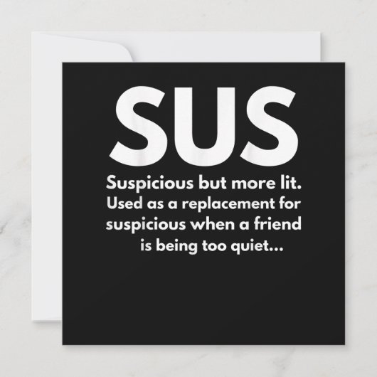 Sus Definition Suspicious Friend Acting Sus Bedankkaart (Voorkant)