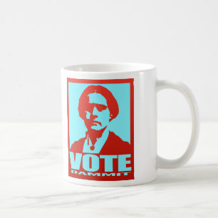Susan B. Anthony Vote Dammit Pop Art Red en Aqua Koffiemok