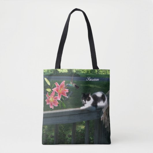 SUSAN-CAT-HUMMINGBIRD TOTE BAG (Voorkant)