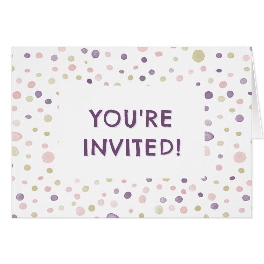 Susan Confetti Waterverf Stippen Verjaardag Uitnod (Voorkant Horizontaal)