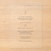 Susan Elegant Modern Wedding Acryl Uitnodigingen (Voorkant)
