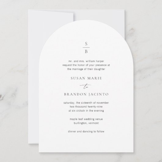 Susan Elegant Modern Wedding Kaart (Voorkant)