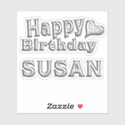 Susan Happy Birthday silver Aufkleber Sticker (Vel)