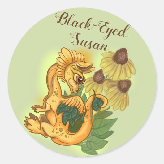 Susan~lil dragon garden ronde sticker (Voorkant)