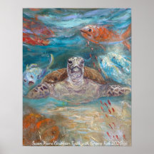 Susan Mains Turtle with Singing Fish Caribbean