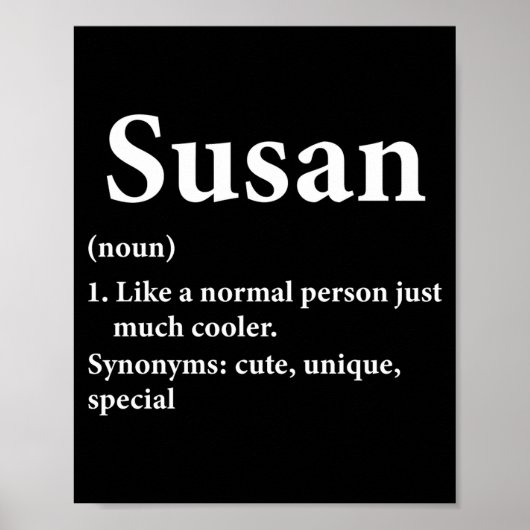 Susan Naam Definitie Grappig D Poster (Voorkant)
