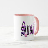 Susan, naam, Logo, roze combo koffie Mok. Mok (Voorkant rechts)