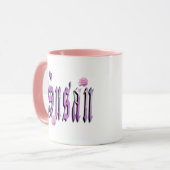 Susan, naam, Logo, roze combo koffie Mok. Mok (Voorkant links)