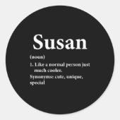 Susan Name Definition Funny D Ronde Sticker (Voorkant)