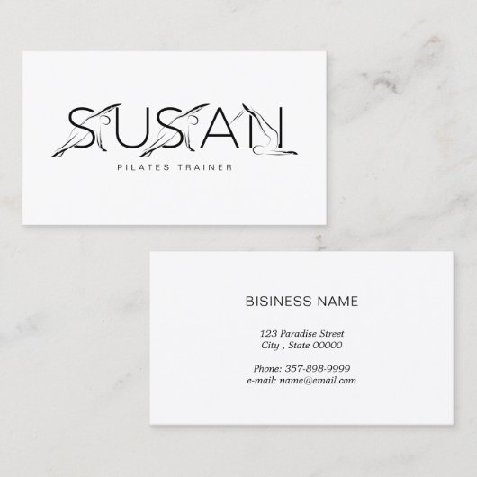 SUSAN Name Pilates Instructor Visitekaartje (Voorkant / Achterkant)