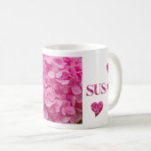 "Susan" Roze Hydrangea Bloemen Letters & Schattige Koffiemok (Voorkant rechts)