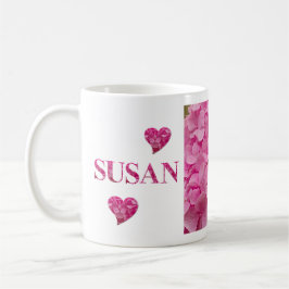 "Susan" Roze Hydrangea Bloemen Letters & Schattige Koffiemok