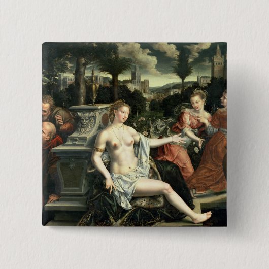 Susanna en de Elders, 1567 Vierkante Button 5,1 Cm (Voorkant)