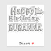 Susanna Happy Birthday silver Aufkleber Sticker (Vel)