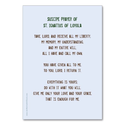 Suscipe Prayer of St. Ignatius, Take Lord, Receive Kaart (Achterkant)