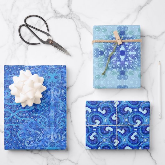 Susea Blu Studios Golfpapier met Golfmotief Inpakpapier Vel (Voorkant)