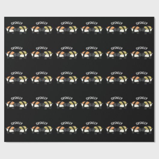 Susheep Funny Sushi Sheep Pun Dark BG Cadeaupapier (Vlak)