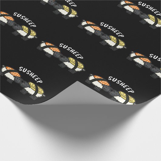 Susheep Funny Sushi Sheep Pun Dark BG Cadeaupapier (Hoek)