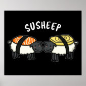 Susheep Funny Sushi Sheep Pun Dark BG Poster (Voorkant)