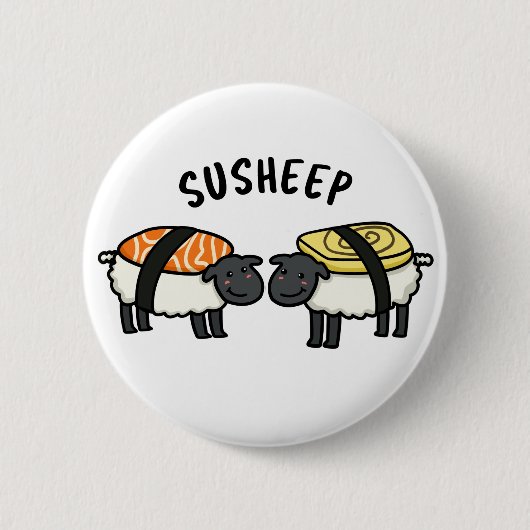 Susheep Funny Sushi Sheep Pun Ronde Button 5,7 Cm (Voorkant)