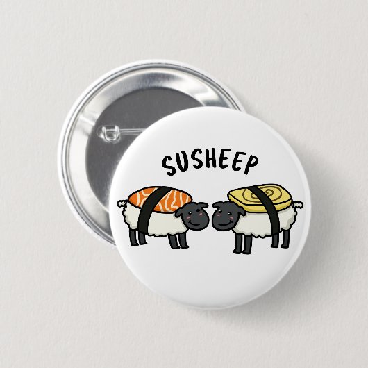 Susheep Funny Sushi Sheep Pun Ronde Button 5,7 Cm (Voorkant /achterkant)
