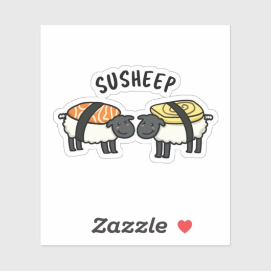 Susheep Funny Sushi Sheep Pun Sticker (Vel)
