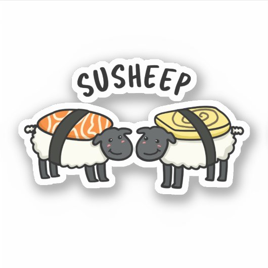 Susheep Funny Sushi Sheep Pun Sticker (Voorkant)
