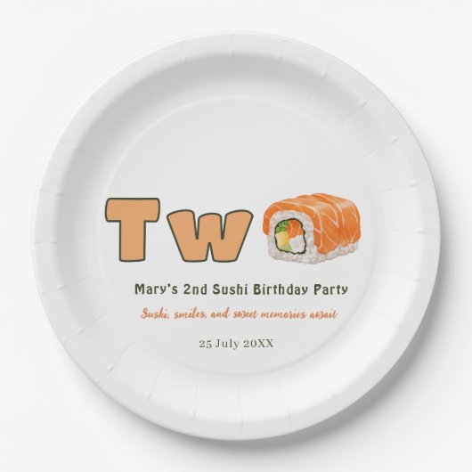 Sushi- 2nd Birthday Papieren Bordje (Voorkant)
