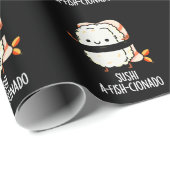 Sushi A-fish-Cionado Funny Food Fish Pun Dark BG Cadeaupapier (Rol Hoek)