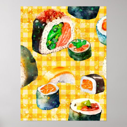 Sushi aan de muur poster (Voorkant)