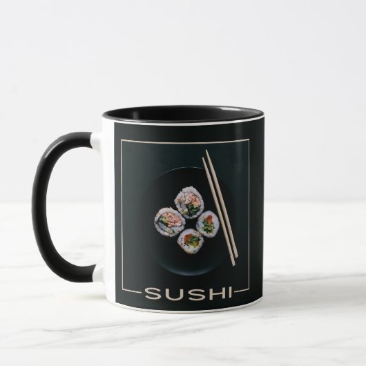 Sushi aangepaste monogram mokken (Links)