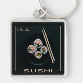 Sushi aangepaste monogram sleutelketen sleutelhanger