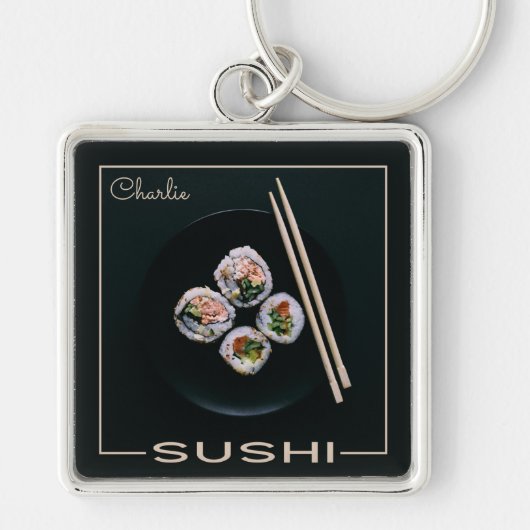 Sushi aangepaste monogram sleutelketen sleutelhanger (Voorkant)